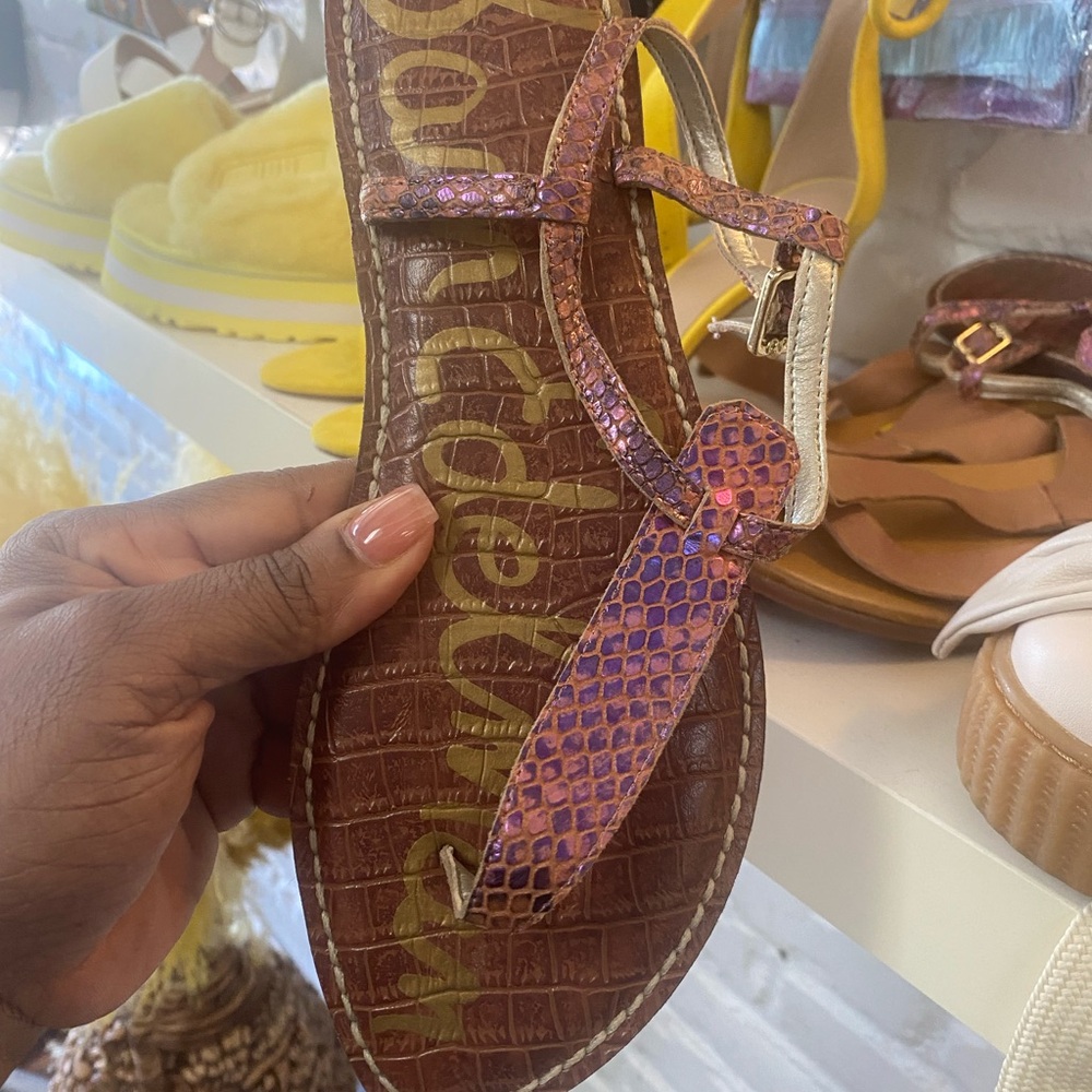 Sam Edelman Brown and Pink Textured Sandals